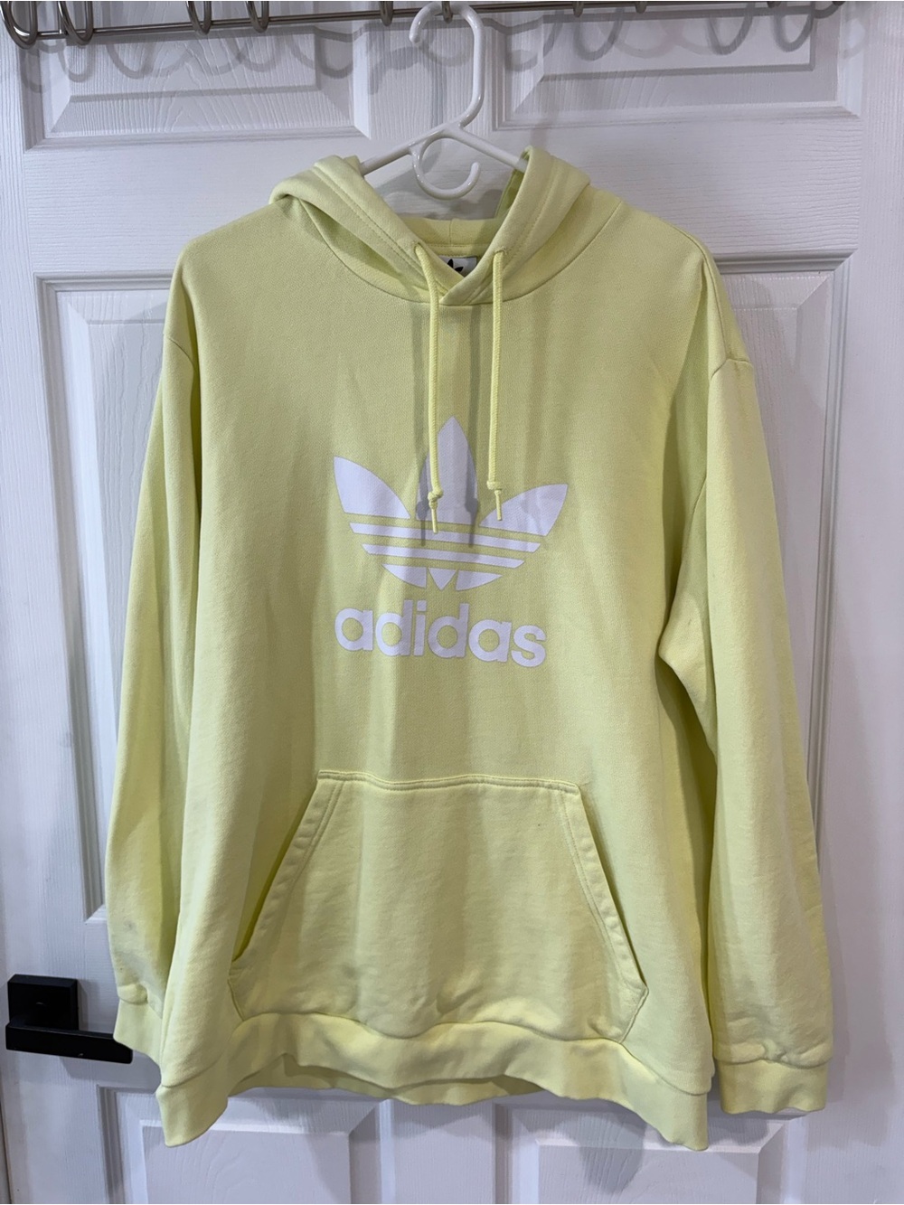 adidas Pale Yellow Trefoil Hoodie with White Logo